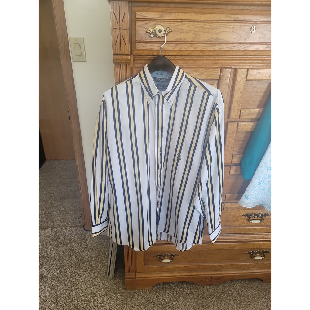 Nautical Men's Striped Shirt /Sailing Logo On Front Size M